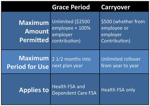 IRS $500 Carry Over Provision Chart